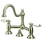 Kingston Brass KS3918PL Restoration Bathroom Bridge Faucet, Brushed Nickel KS3918PL - alternate 1